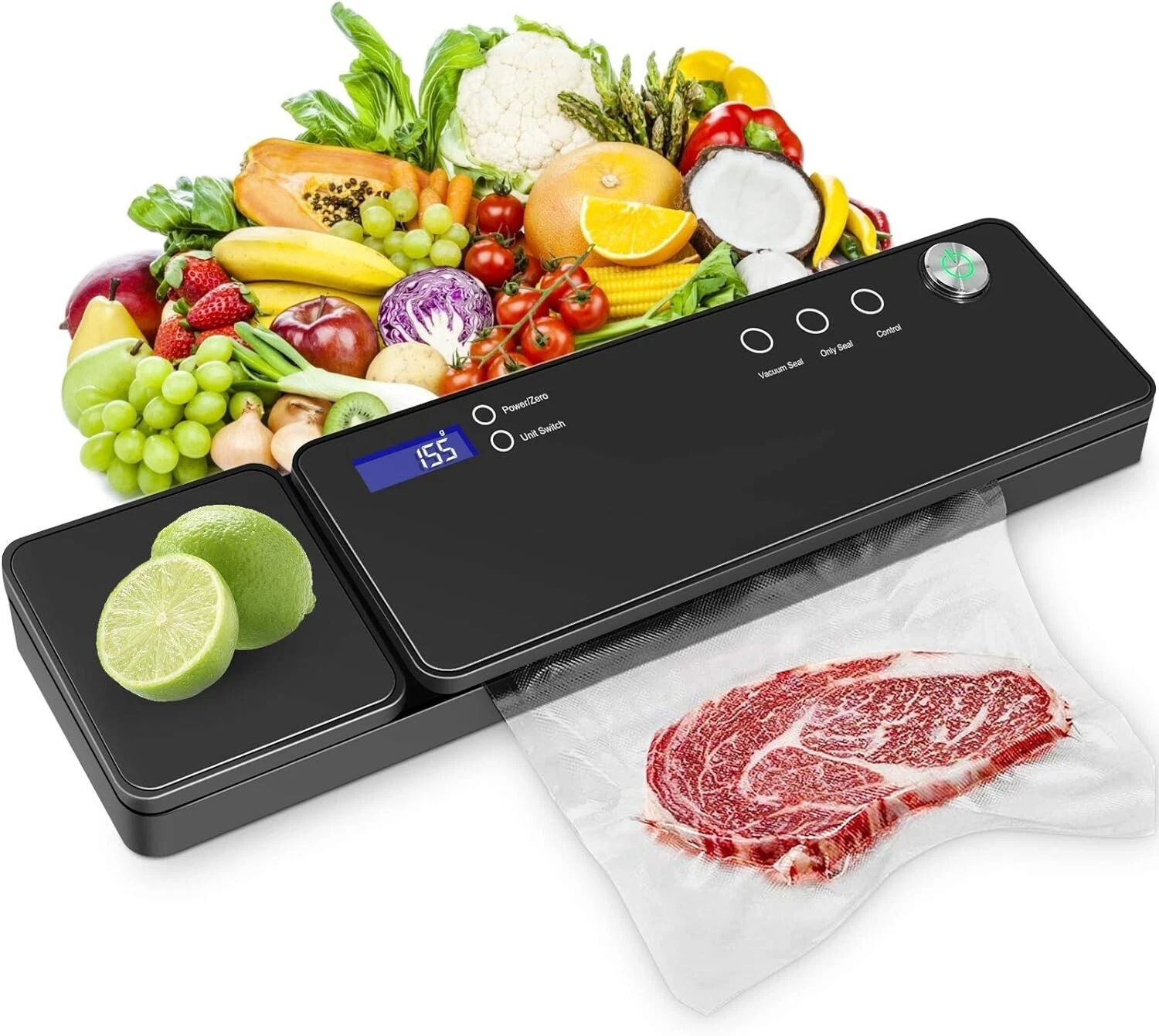 VOLADOR Vacuum Sealer Machine Automatic Air Sealing System Food Storage W/Scale!