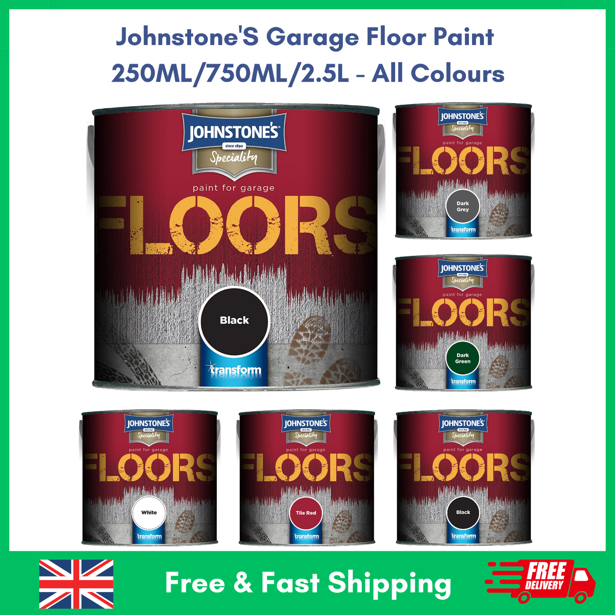 Johnstones Garage Floor Paint 250ml 750ml All Colours