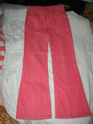 VINTAGE SCHLAG Jeans rot STREIFEN 5-Pocket SAIX Ramie 35-100-75