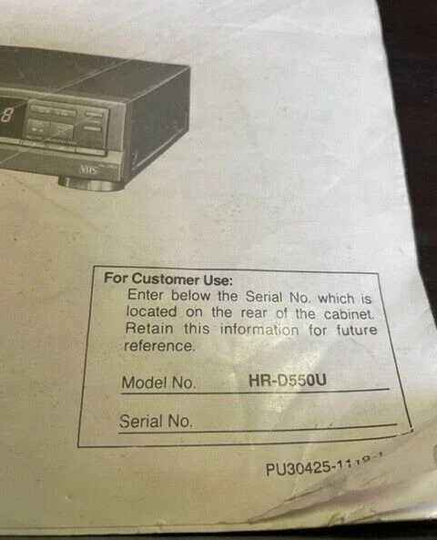 JVC VCR Manual HR D55OU VHS VCR Vintage Manual 1990 Complete Video Cassette Reco - Image 2 of 4