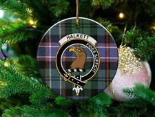 Halkett Clan Scottish Tartan Crest Ceramic Ornament