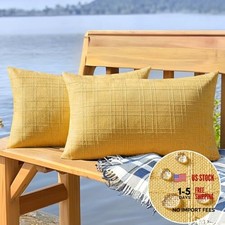 Outdoor Waterproof Throw Pillow Covers Decorative 20" x 12" Pack of 2 Yellow