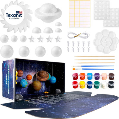 3D Solar System Model, Solar System Project Kit Includes Display Box, Mixed Size