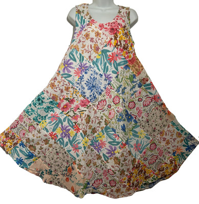 Nwt SACRED THREADS boho patch funky hippie rayon  umbrella DRESS O/S fits M
