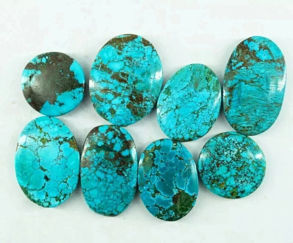 Lote de piedras preciosas sueltas certificadas ovaladas y redondas azul turquesa natural Arizona 1500 quilates Foto 3 de 4