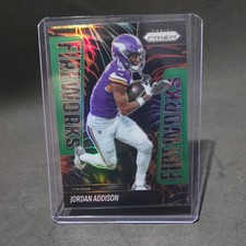 Panini 2025 Prizm Fireworks Jordan Addison Minnesota Vikings NFL #8 Green