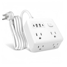 Flat Plug Surge Protector Power Strip, 5 Ft Ultra Sturdy Extension Cord with ...