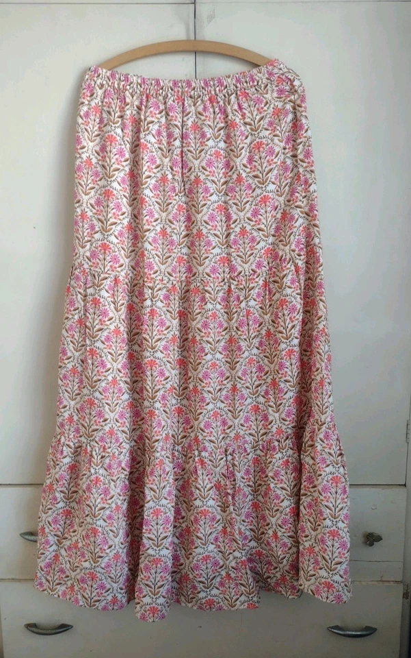 CAMI NYC Maxi Falda en Niveles Talla M Cottagecore Campesino Boho Costal Vaquera Floral Foto 4 de 4