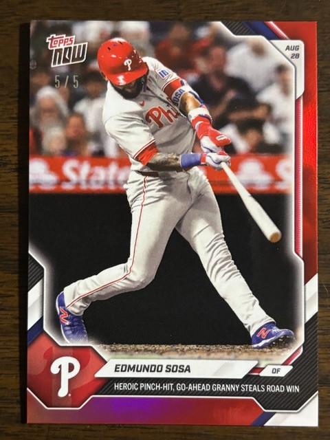 2026 Topps Now MLB #611 Edmundo Sosa Philadelphia Phillies RED 5/5