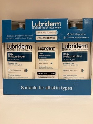 Lubriderm Daily Moisture Lotion 24 Hours All Skin Types Fragrance Free 54 Oz