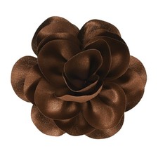 Rose Flower Brooches Pins for Women, Satin Fabric Hair Clips 14cm Chestnut