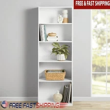 5-Shelf Bookcase Adjustable Shelves Sturdy Storage Unit Home Office Living Room