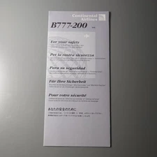 Continental Airlines Boeing 777-200 9/00 Safety Card 