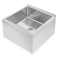 Commercial Stainless Steel Floor Mop Sink - 24" x 24" x 13", 9" Deep Basin