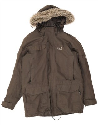 Jack Wolfskin Mens Hooded Sherpa Parka Jacket UK 36/38 Medium Grey CM10