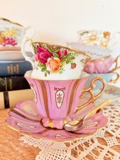 Vintage Mismatched Teacup Set of 4 Curated Su...