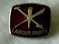 Rare Vintage Sterling Silver Labour Party Enamel Pin Badge