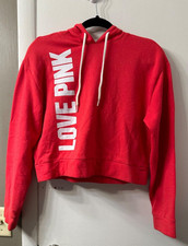 Victoria's Secret LOVE PINK Red Cropped Fleece lined Hoodie XS