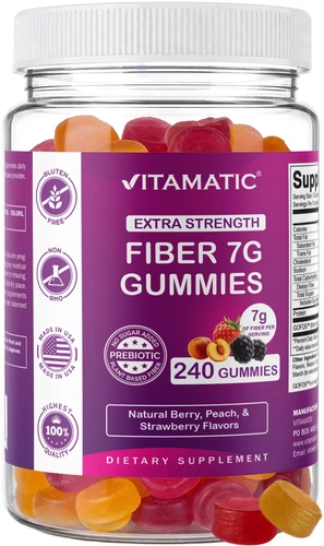 Vitamatic Prebiotic Fiber Gummies for Adults- 240 Pectin Based Gummies