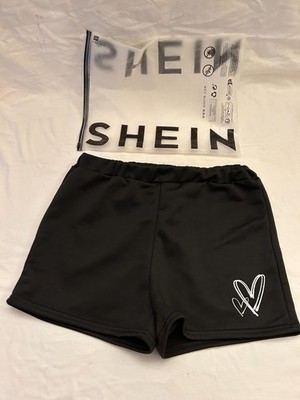 Shein Mädchen Shorts Herzmuster schwarz 12Y