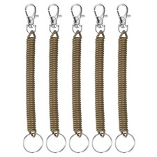 6.89IN Spiral Retractable Coil Springs Keychain 5PCS - Stretch Cord - Brown 