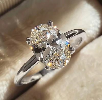 Brandneu mit Etikett 925 SS Größe 7 Verlobungsring 1 kt ovaler Zirkon, klassisches Solitär-Design