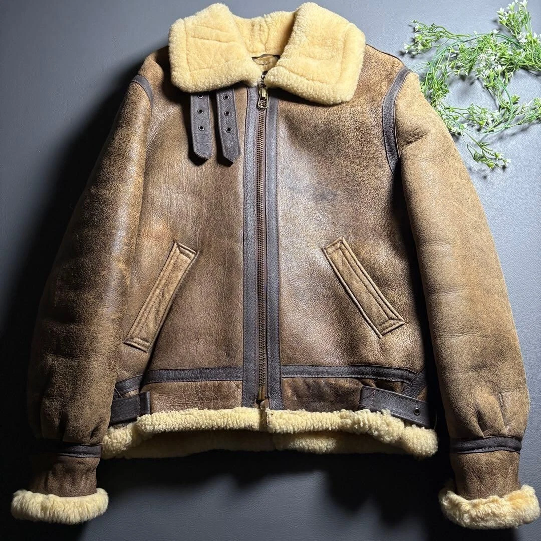 Chaqueta de Vuelo Schott B3 Cuero de Oveja Marrón Talla 38 Hecha en EE. UU.