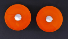 2 GRANDI POMELLO ESTRAIBILE ARANCIONE LUCIiTE MiD CENTURY 2-1/2" ROTONDO CABINA CASSETTIERA