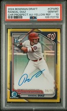 2024 Bowman Draft Randal Diaz Chrome Prospect AUTO Yellow 28/75 PSA 10
