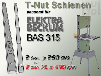 T-Nut Schiene, Gleitschiene, Gleitschienen,  Elektra Beckum BAS 315 kompatibel