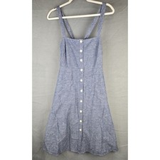 Madewell Dress Womens 8 Blue Button Front Cotton A-Line Summer Sundress Pockets