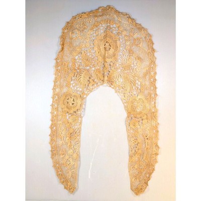 Antique Edwardian Brussels Mixed Lace Collar Large Ecru Dress Trim