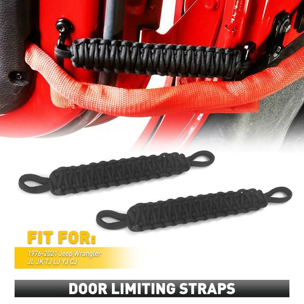 2PCS Black Duty Heavy Door Limiting Check Strap for Jeep Wrangler CJ YJ TJ JK JL