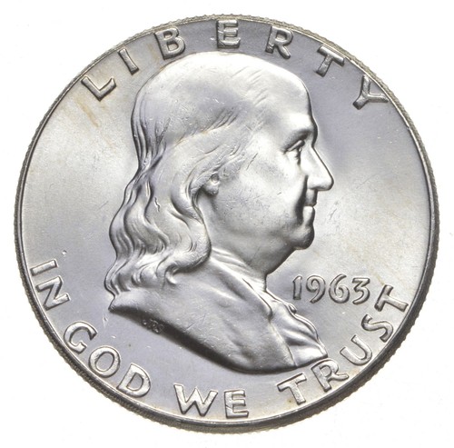 Choice Unc 1963 P Franklin Half Dollar Gem BU From Original Roll *7140