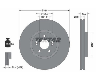 1x TEXTAR Bremsscheibe PRO+ Vorderachse Ø 324mm für RENAULT