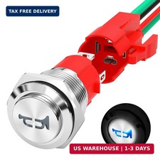 Horn Button 12V 20A Heavy Duty 16MM Metal Horn Switch Speaker Blue LE