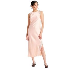Future Collective Women's Sleeveless Lace Trim Maxi Dress Peach Orange Size XS