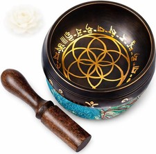 Tibetan Singing Bowl Set Brass - Master Healing Grade - Authentic Handcrafted So