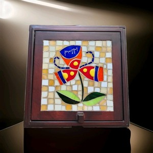 Jewelry Box Inset Tile And Handpainted Floral Design Wood South America Origin