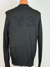 Y-3 Yohji Yamamoto Black Heavy Knit Zip-Up Logo Cardigan Jacket  MED