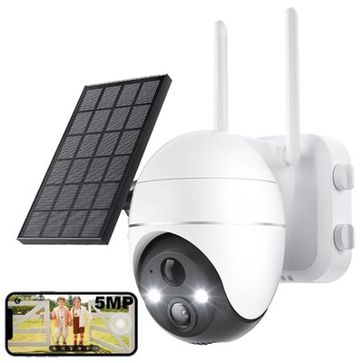 5MP WLAN PTZ Überwachungskamera Aussen Akku Argus Haus Kamera Solarpanel