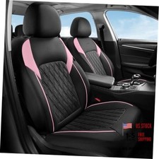 Leather Seat Covers, Waterproof Car Seat Covers Seats, Luxury Front Black Pink