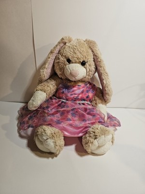 Build A Bear Brown Marbled Bunny Rabbit Plush Eyelashes Outfit Dress Lovie