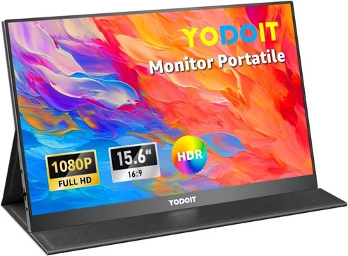 Yodoit PTM15 Monitor portatile 15.6", 1920 × 1080 Schermo FHD Display con USB-C