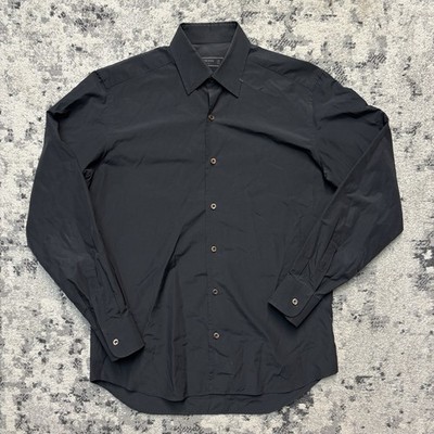 Prada Mens Black Button Dress Shirt Size 38/15
