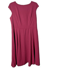 Dress Tells Woman's Red Cap Sleeve Flare Midi Tea Length Dress Size 2XL