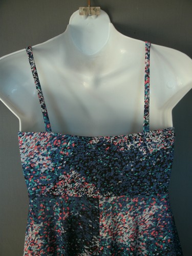 Wms.Blue Or Brown Abstract Print Hi-Lo Hem Sp.Strap Dress-Nina Piu-S,M,L - Picture 9 of 20