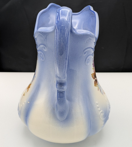 Antique Periwinkle Blue Large 12" Water Pitcher Ironstone England 1890 READ chip - Picture 3 of 23