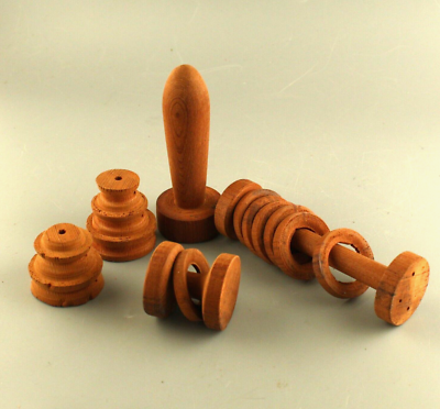 Vintage Lot of Wooden Baby Rattle Other Turned Parts Primitive - Main Image