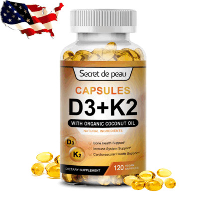 D3+K2-5000 Vitamin IU Supplement-120 Capsules Mk7 Highly Immune Support Wellness